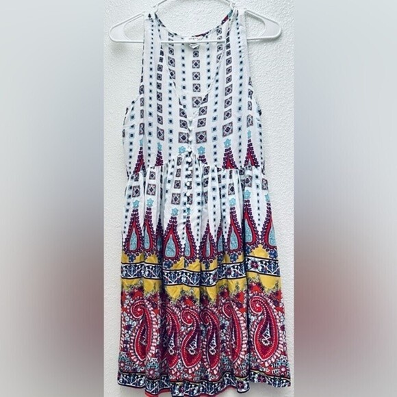 Umgee Summer Sleeveless Paisley Boho Geometric Dress Size M - Picture 16 of 16